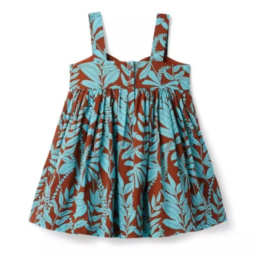 Janie and Jack Tropical Knotted Bow Sundress Blue and Brown‎ girls size 10